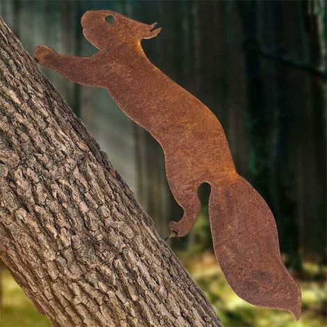 Eichhörnchen für den Baum – Gartendekoration aus Metall – 30 cm – Natürliche Rostpatina