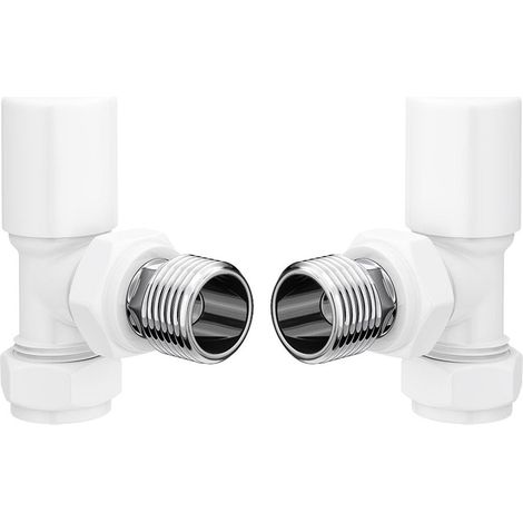 Signature Patterned Angled Radiator Valve Pair - White