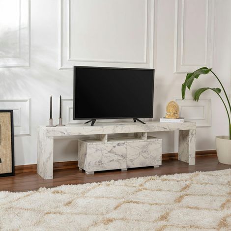 Banc TV moderne avec rangement - effet marbre MARFA (1/5)