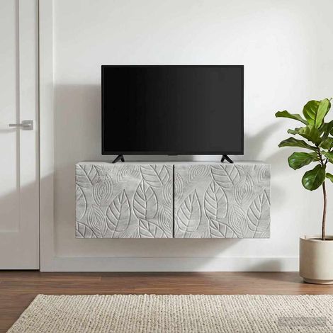 Meuble TV mural gris béton 78,5 x 41 x 30 cm en bois d’ingénierie - PANGIVO (1/5)