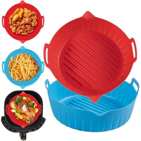 Set di 2 cestelli in silicone per friggitrice ad aria, pentola in silicone per microonde e friggitrice ad aria, stampi per torte (1/4)