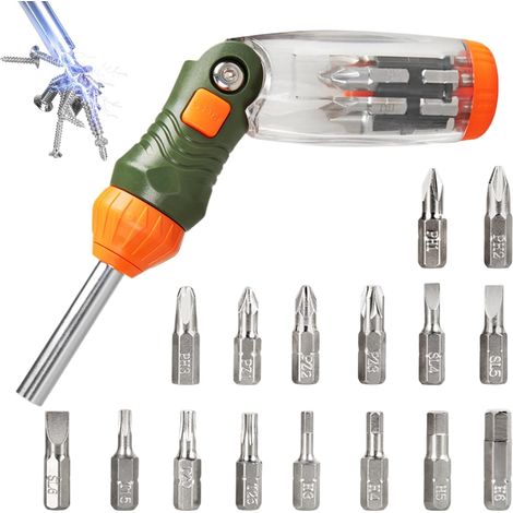 de Tournevis Tournevis à Extension Réglable Outil à Cliquet de Précision avec Prolongateur et Marteau pour Électriciens, Portable, Polyvalent dans Mallette de Sécurité (1/5)