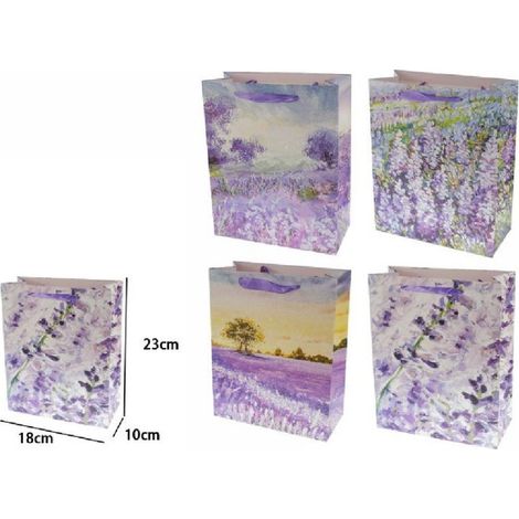 Trade Shop - SET 3 STÜCK GESCHENKTASCHE LAVENDEL 23X18X10CM TASCHE 69965 VERSCHIEDENE FANTASIEN -