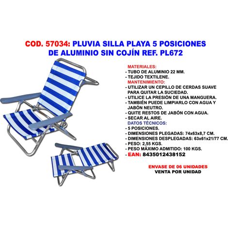 Pluvia Niedriger Strandstuhl, 5-Positionen-Bett, 22 mm, XYC-070H PL672