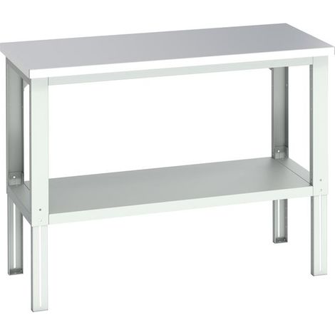 Bott 41003676.16V Cubio Adjustable Bench with Shelf, Stainless Steel Clad Top 1500 x 750mm