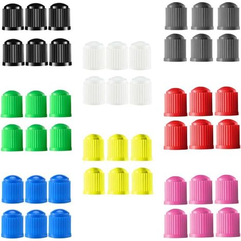 Lot 48 bouchons de valve universels en plastique pour voitures, vélos, motos et camions