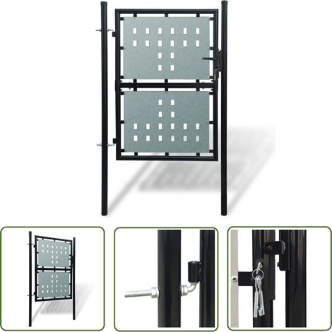 The Living Store Zauntor (Einzeltor) Schwarz 100x200 cm - Zauntor - Einfahrtstor - Gartentor - Zaun - Stahltür (1/5)