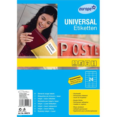 Universal Etiketten Blickdicht 70x36mm Weiß 240x Stück