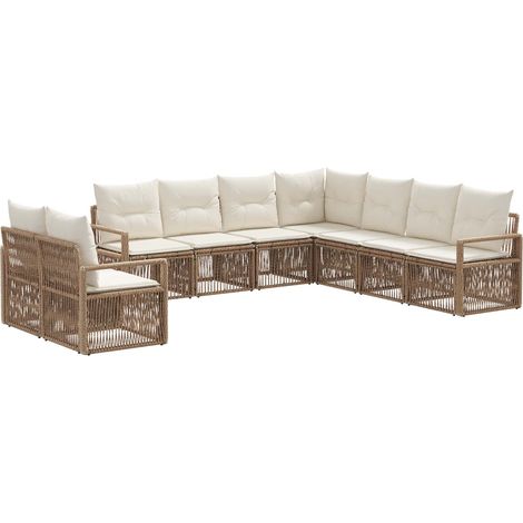 Gartensofa-set 9 pcs Beige Poly-Rattan vidaXL