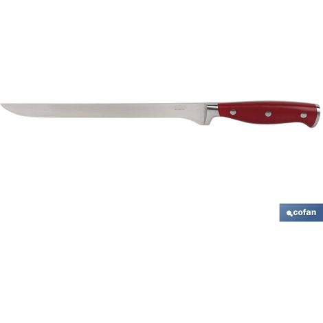 CUCHILLO JAMONERO/SALMONERO HOJA 25cm MODELO AGUACEJO ROJO (1/5)