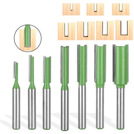 7 Pièces Fraise Droite Defonceuse, Routeur Droite à Simple Duble Flûte à Bois, fraise defonceuse 6mm, pour Bois Carbure de TungstèNe Outil de Travail Du Bois