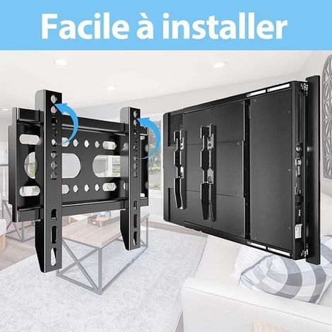 Support Mural TV Fixe pour 14-42 Pouces,VESA jusqu'à 200x200mm Poids Maximal 25KG, 19 24 27 32 37 Pouces Petit écran de télévision Ultra - Mince Support Mural pour Moniteur,Support Mural TV (1/4)