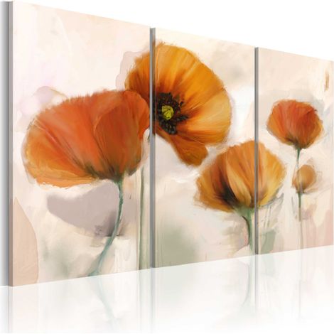 Tableau Imprimé 3 Panneaux "Coquelicots Artistiques" 80 x 120 cm (1/2)