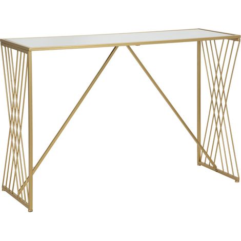 Console Easy in ferro, MDF e specchio dorato — 120x40x80 cm