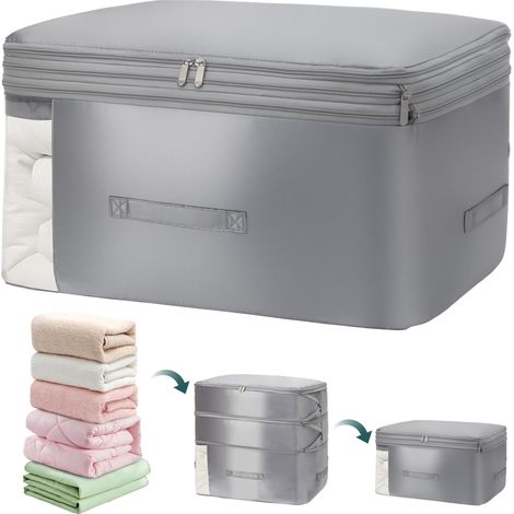 Super Space Saving Organisateur auto-compact, sac de compression, grand sac de rangement, cubes de rangement, sacs d'organisation pour duvets, économise 60 % d'espace (bleu gris, XXL 52 x 42 (1/5)