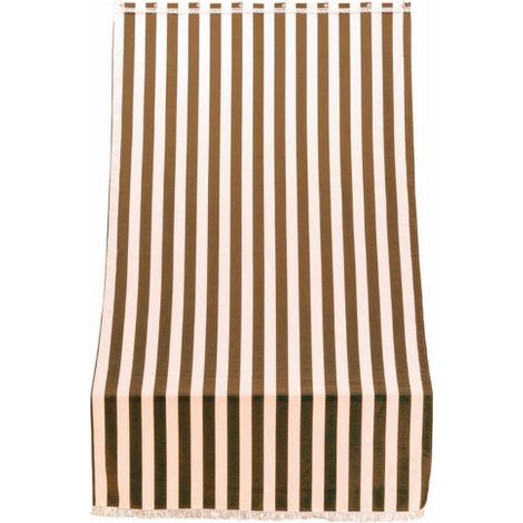 Auvent pour chevauchement blanc / marron 140x300 cm en coton lavable repassable et imperme'able pour jardin exte'rieur