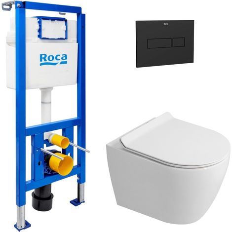 WC-Set Vorwandelement + Wand-WC spülrandlos Ceramia PixL mit SoftClose-Sitz + Platte (ROCEPXWT06-IN)