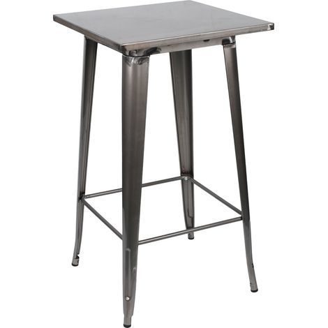 Quadratischer Industrietisch aus Stahl, 60 x 60 x 105 cm, Thinia Home