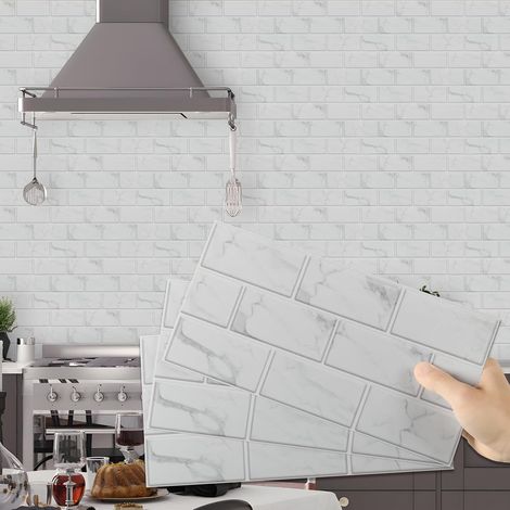 Adhesive pour Cuisine Carrelage Adhesif Mural 15x30cm Blanc 24 Pièces Cuisine Salle de Bain, Stickers Carrelage Muraux Carreaux Adhesif Autocollant Decoratif (1/5)