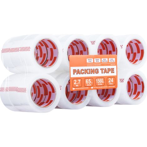 Mophorn Clear Packing Tape, 24 Rolls, 1.88 Inches x 65 Yards, 2.7 Mil Thick, Heavy Duty for Various Uses (1/5)