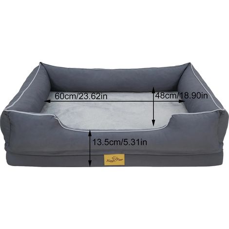 Cama para perros, forro impermeable, funda extraíble, gris medio. (1/2)