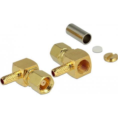 HF SMC Stecker 90Â° gewinkelt zum Crimpen RG-174/RG-316 Delock