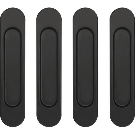 Set mit 4 selbstklebenden ovalen Schiebetürgriffen aus schwarzer Aluminiumlegierung, kein Bohren erforderlich, für Schiebetüren, Schrankfenster