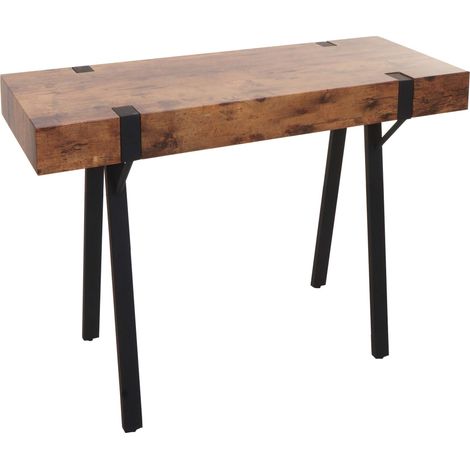 Table console hwc-l54 table téléphonique table de travail table d'appoint table de rangement métal 75 x 100 x 40 cm chêne sauvage foncé 040008490
