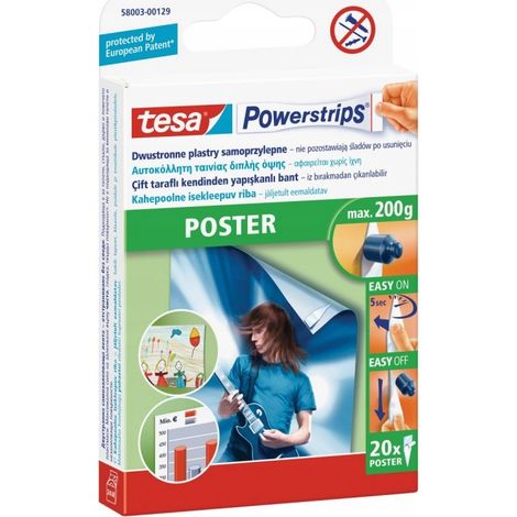 Strisce adesive TESA per montaggio, portata fino a 0,2 kg, per poster e foto, 20 pezzi