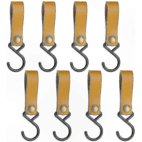 Set mit 8 S-Haken aus Leder zum Aufhängen, robuste Metallhaken für Kinderwagen und Camping, stabile Aufbewahrungsaccessoires (1/4)