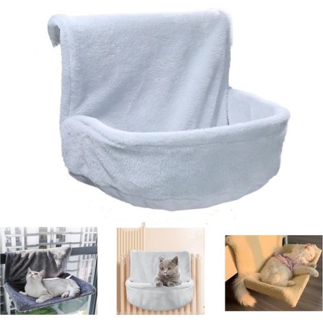 1 Lit Radiateur Pour Chat, Hamac Chauffant En Peluche, Pliable Gris Beige, Pour Petits Animaux Jusqu'à 5 Kg (1/5)