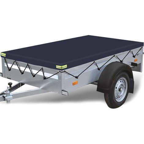 600D trailer tarpaulin 215x125x13cm with 4 blue elastic cords (1/4)