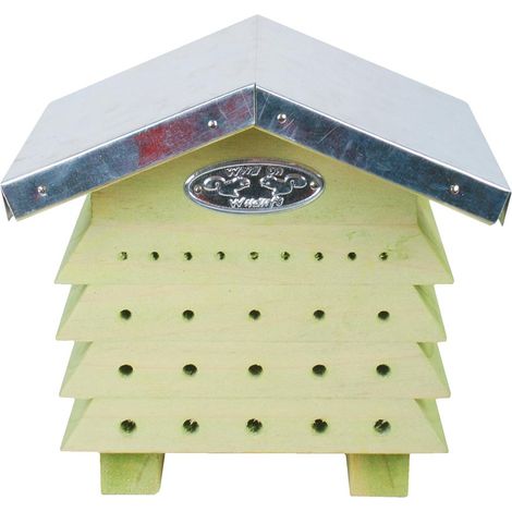 Esschert Design – Abri en bois pour abeilles – Nidification pour abeilles maçonnes et masquées – Adapté pour extérieur – Installation suspendue ou sur pieds