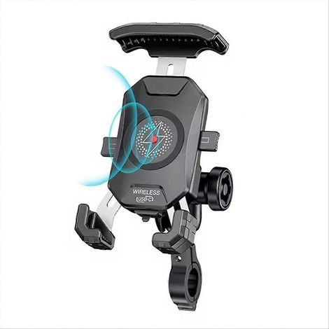 Handyhalterung aus Aluminium für Motorräder, Diebstahlsicherung, mit 15-W-Wireless-Charging und 20-W-USB-C-Schnellladefunktion. (1/5)