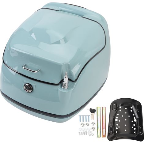 Coffre supérieur de moto 38l rétro résistant à l'eau, coffre universel adapté aux scooters électriques Cyan (1/5)