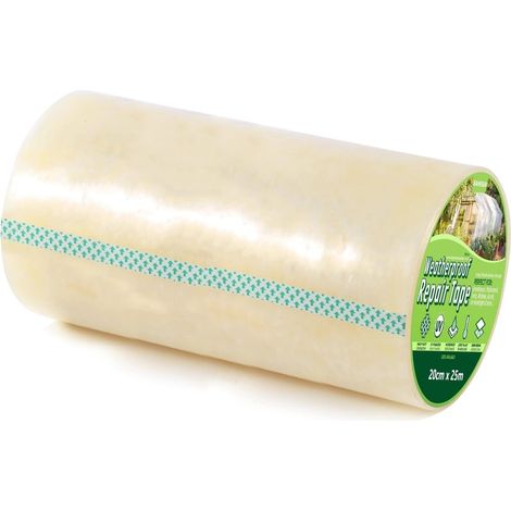 Ruban de Réparation Transparent 20cm x 25m, 6mil, Polyéthylène, Résistant aux Basses Températures et UV, Pour Serre, Tente, Imperméable (1/5)