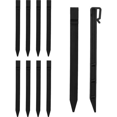Lot de 50 piquets d'ancrage de bordure de jardin en plastique pour support de plantes - 25,4 cm - Noir - 24 cm (1/5)