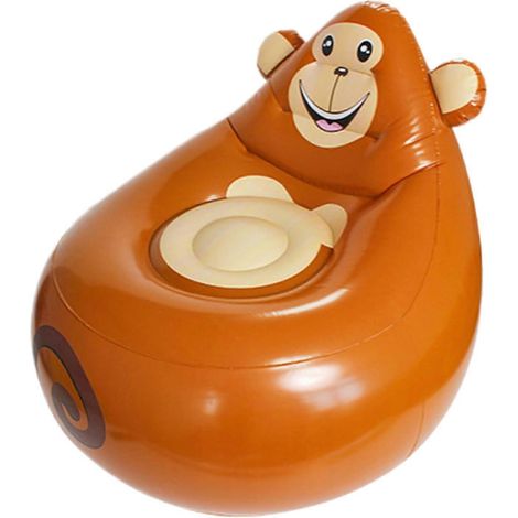 Canapé gonflable pour enfants fauteuil gonflable inclinable portable motifs singe paresseux et panda pouf inclus (1/5)