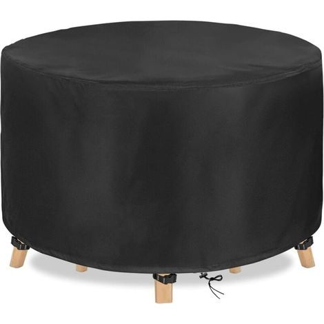Housse de protection ronde pour table de jardin, imperméable, en tissu Oxford argenté 210D, pour meubles de jardin, 180 x 90 cm (1/5)