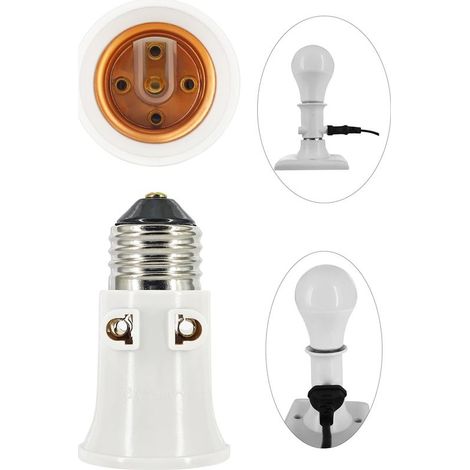 adaptateur de douille de lampe prise E27 conversion en prise de courant et prise E27 2 pièces (1/5)