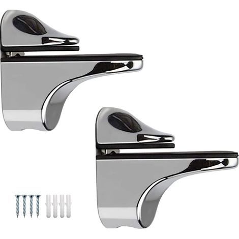 Support de Tablette en Verre Réglable en 2 Parties, Support pour étagères en bois / Verre d'une épaisseur de 5 à 22 mm - Bec de canard (1/5)