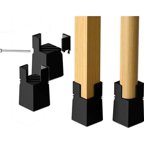 4 Pcs Rehausseurs De Lit Rglables 22-42mm Noir Rehausseur Meuble 5cm Pour Pieds De Chaise Table Canap Avec Pince  Vis (1/5)
