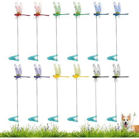 12 Libellules Artificielles avec Clips, Ornement de Jardin et Terrasse (1/5)