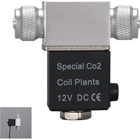 Électrovanne régulateur CO2 aquarium, version silencieuse basse température, sortie 12 V CC, connexion tube 4x6mm, double tête (1/5)