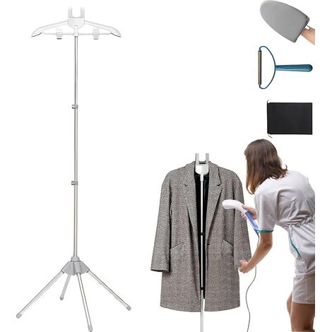 Garment Steamer Hanger Tripod Grey with Ironing Glove and Lint Shaver (1/5)