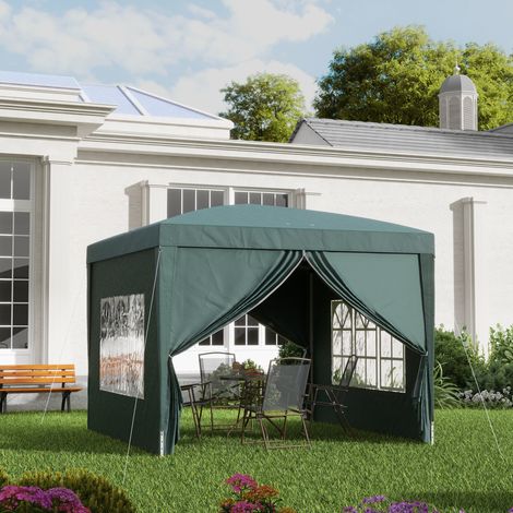 Tente pliante 4 Vert murs détachables 3x3 m gazebo jardin sac transport étanche anti uv