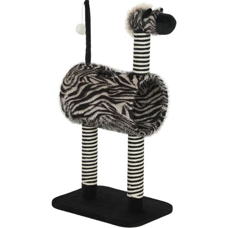 Árbol para gatos CHICFURN cebra 48,5 x 35 x 93 cm negro y blanco, túnel Ø25 cm y postes de esparto (1/5)
