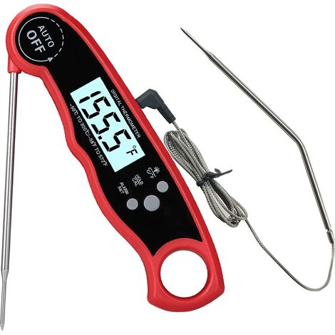 Thermometre Alimentaire Digital - Sonde Double - Résistant Au Four Jusqu'à 300 °C - Fonction Alarme Programmable - Pour Cuisson, Barbecue, Fumage Et Grillade - 1 Pièce