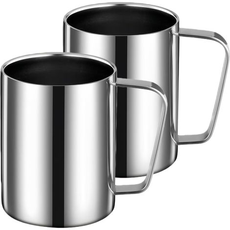 2x Tasses Thermiques En Acier Inoxydable: Tasse Isolante à Double Paroi, 500 Ml Par Tasse, Mug De Camping Convient Pour Café, Lait, Jus, Thé Et Autres Boissons Froides Ou Chaudes (1/5)
