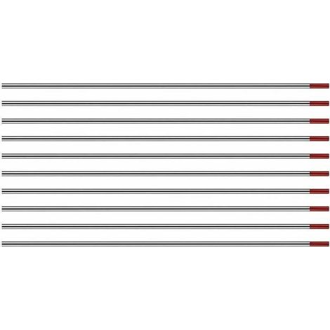 Elettrodi di tungsteno per saldatura TIG con 2% di torio WT20 (rossi) 1,6 mm x 150 mm 10 pezzi per confezione (1/2)